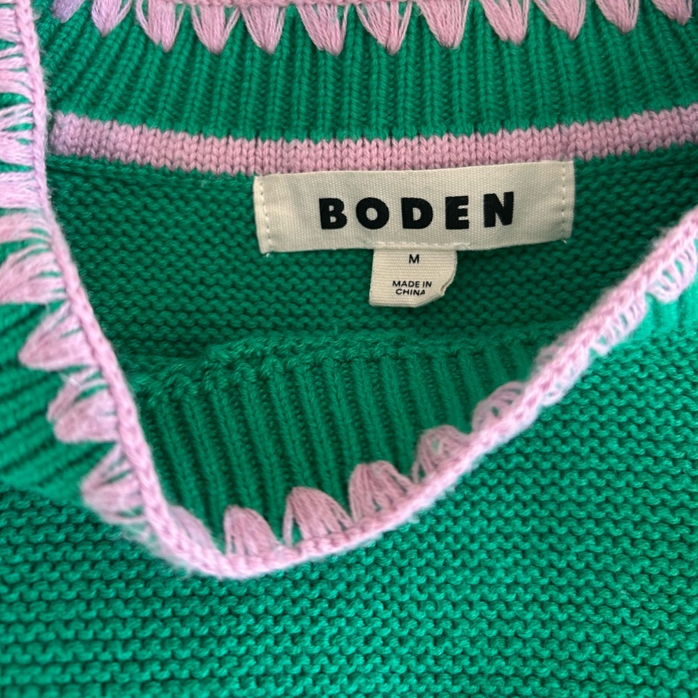 Boden Green Lena Stitch Sweater